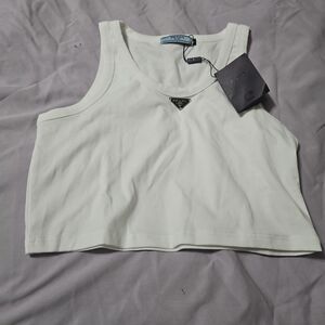 Prada White Crop Tank Top